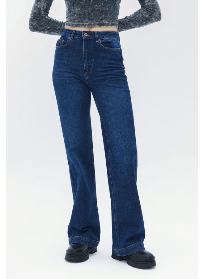 OXXO High Rise Wide Leg Denim Pants-DARK DENIM - Image 2